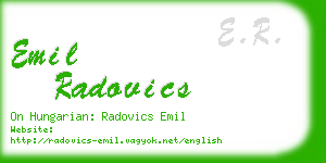 emil radovics business card